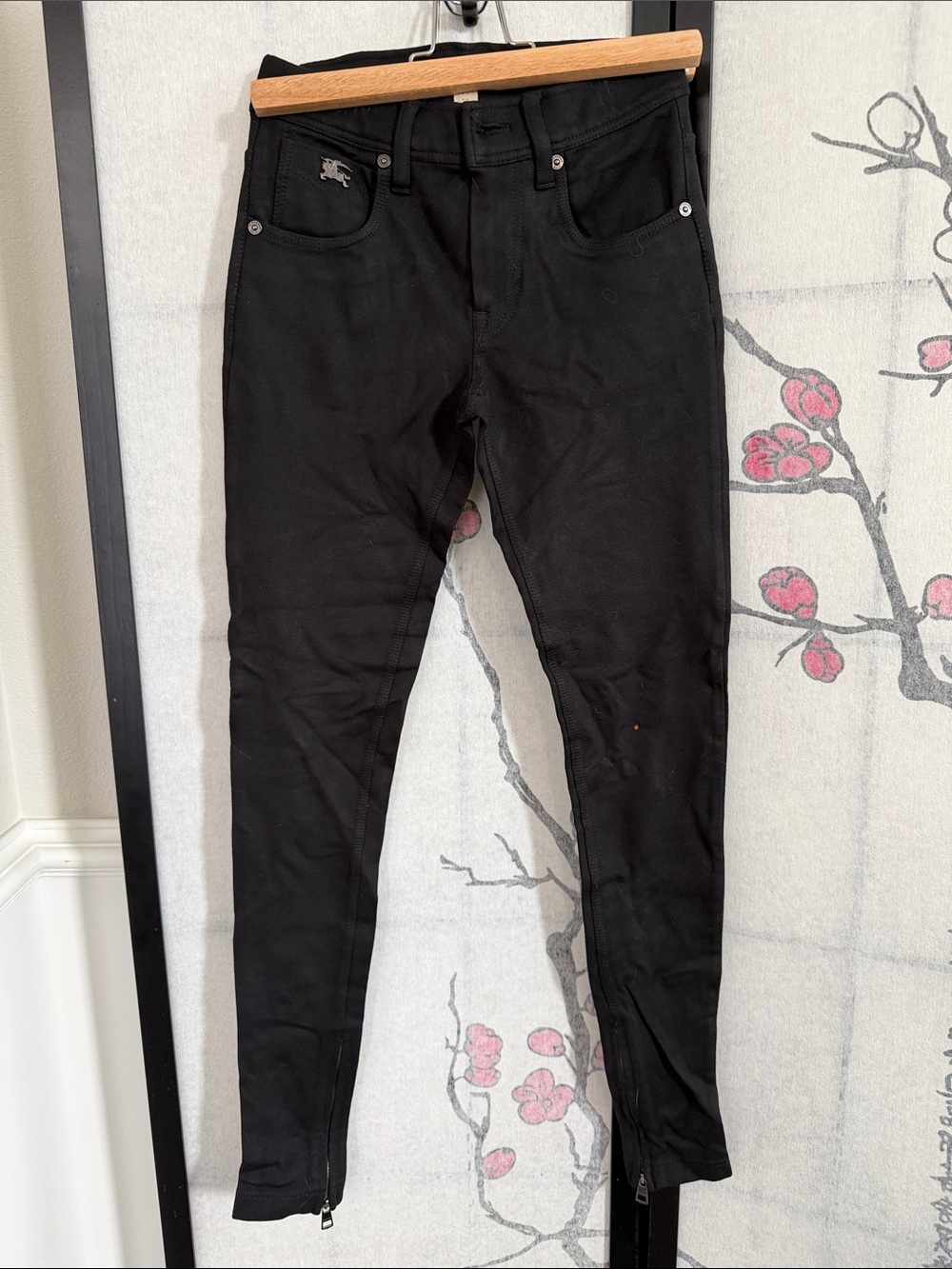 Burberry Black Skinny Bayswater Jeans with Ankle Zips